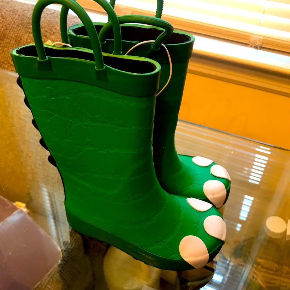 Brand new Green Dinosaur Rain Boots